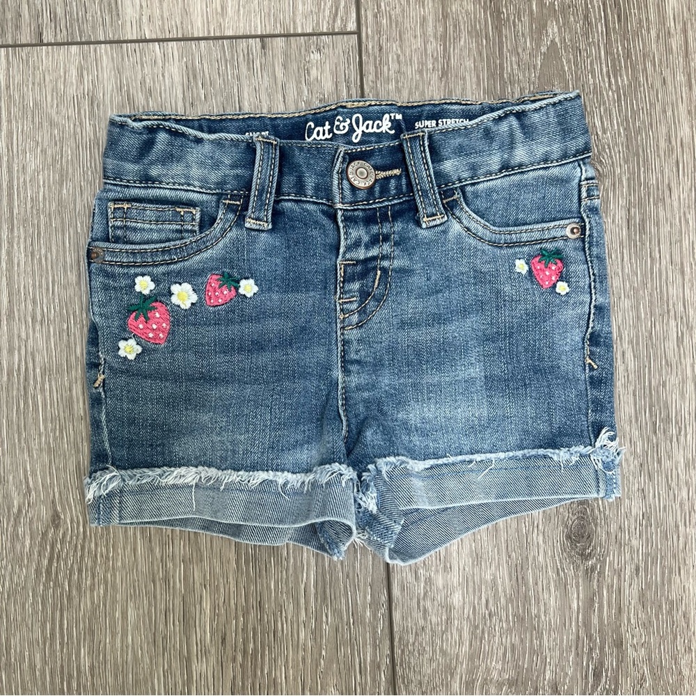 CAT AND JACK DENIM SHORTS STRAWBERRY 18MO